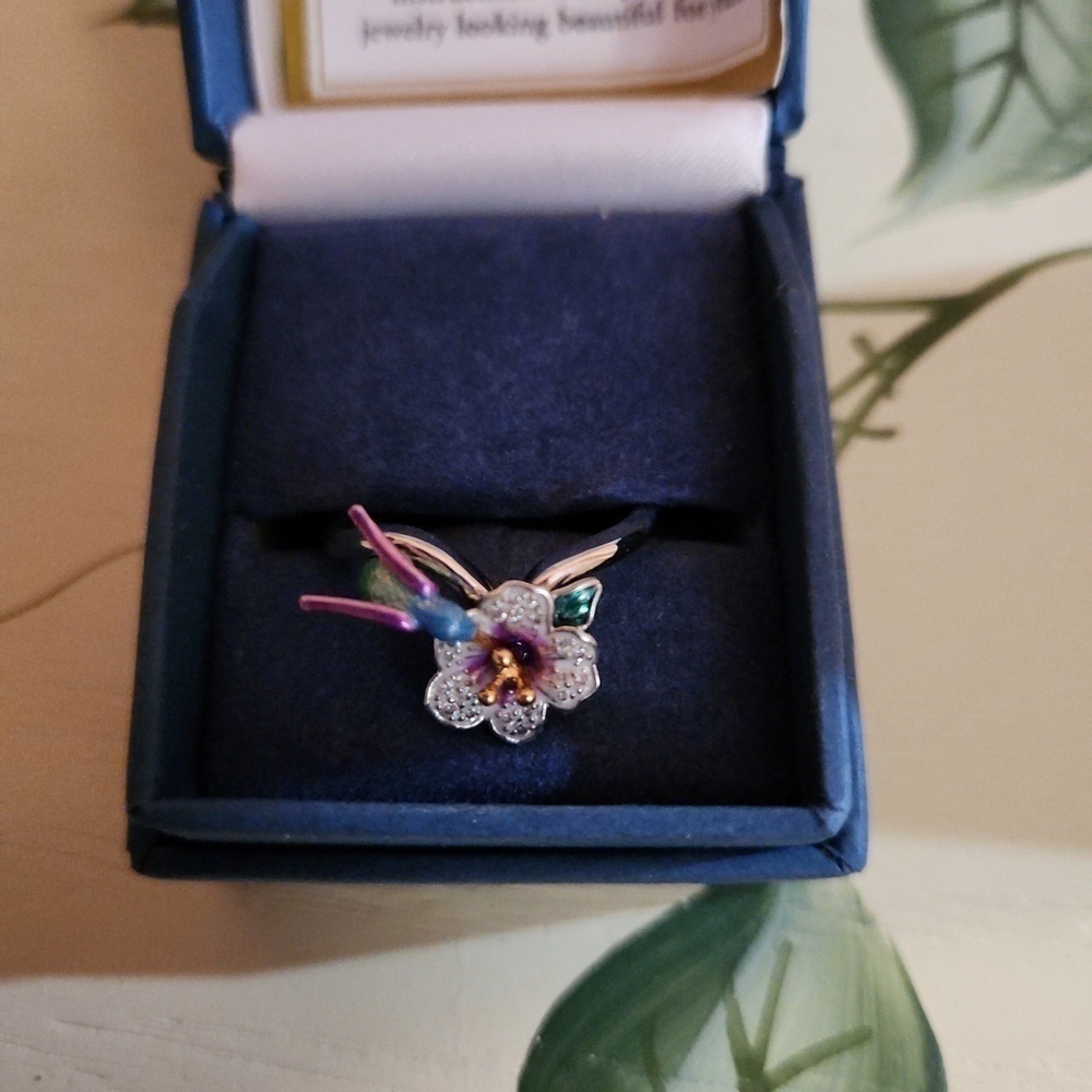 Bradford Exchange Lena Liu Hummingbird Ring Size 11 - Picture 4 of 8